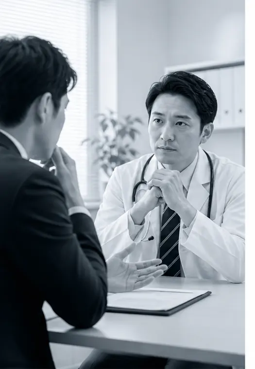 情報共有に悩む面談の様子