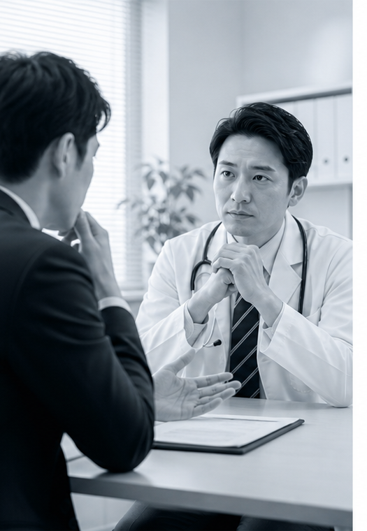 情報共有に悩む面談の様子