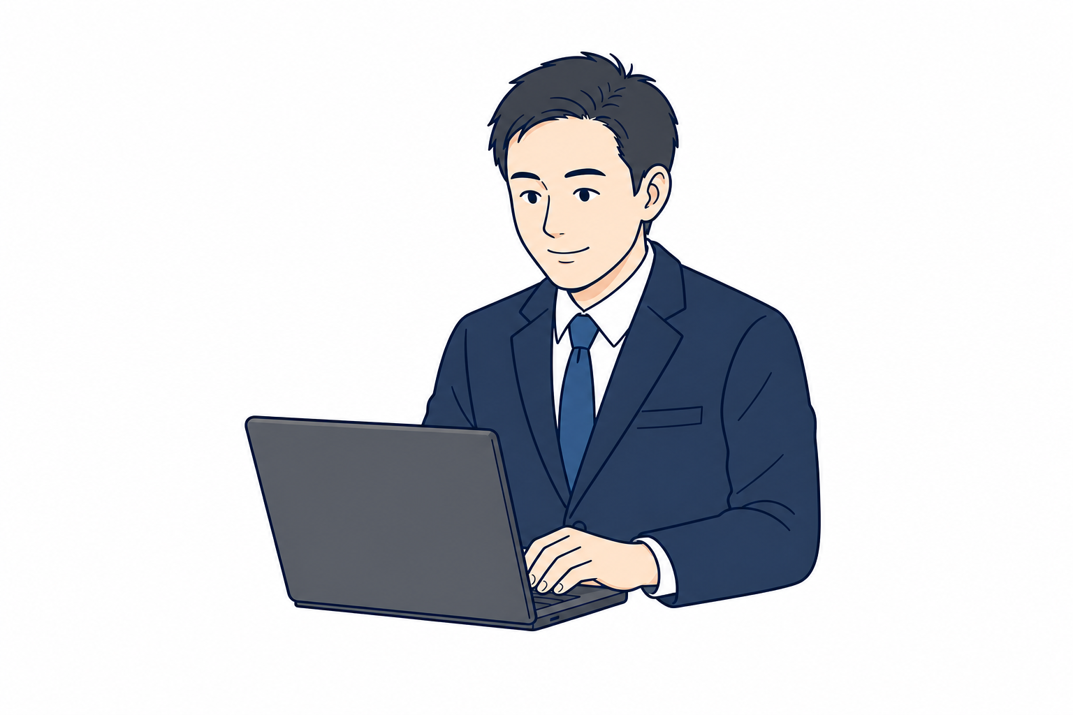 ノートパソコンで帳票を確認する企業担当者
